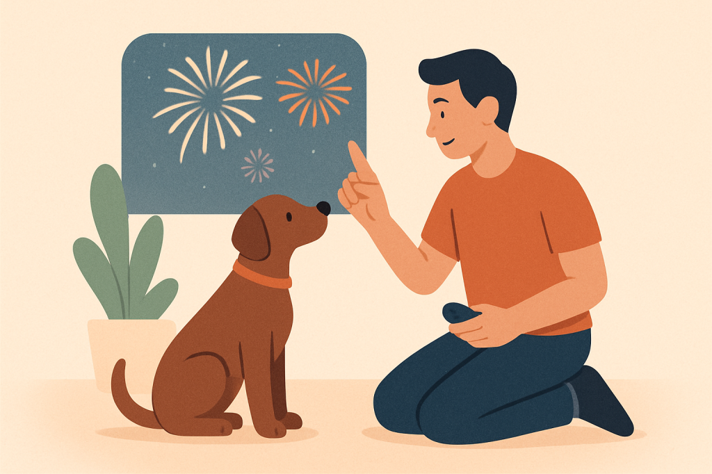 Dog training guide image for Understanding and Helping Dogs with Fireworks Fear